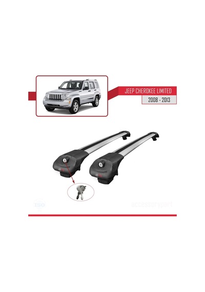 Jeep Cherokee Kk 2008-2013 Arası İle Uyumlu Ace-1 Ara Atkı Tavan Barı Gri
