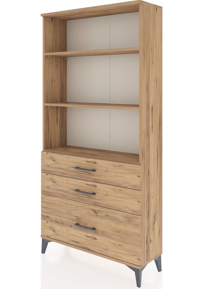 Arges Dolap 3 Raflı 3 Çekmeceli 88x30x182 Çam-çam Çam