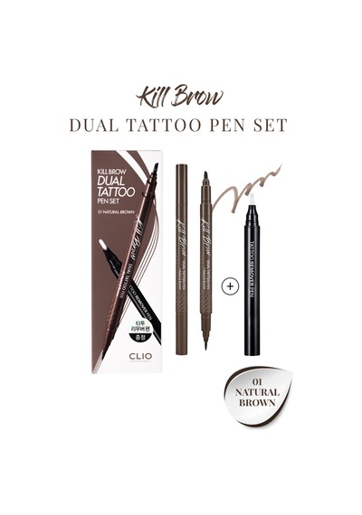 Clio Kill Brow Dual Tattoo Pen Set 01 Natural Brown