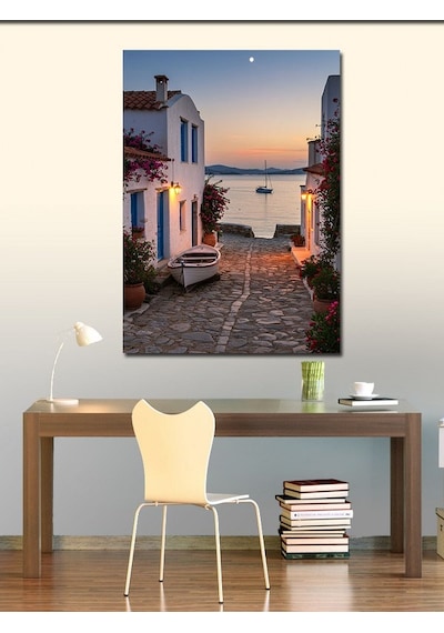 Kanvas Tablo Beyaz Evler Ve Gün Batımı 50cmx70cm