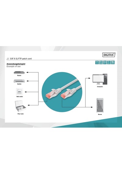 Digitus Zırhlı Patch Kablo Cat6 Gri 1m