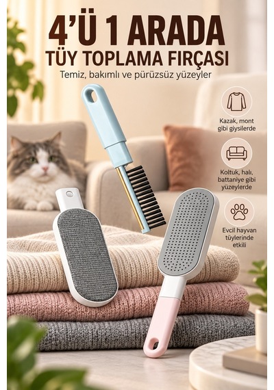 4 Ü 1 Arada Tüy Toplama Fırçası
