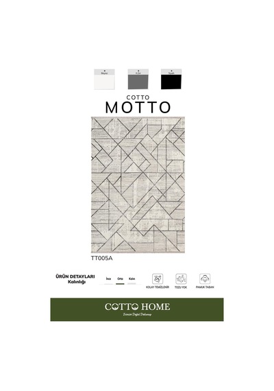 Cotto Motto Tt005a Krem Halı Modern Dekoratif Çizgili Pamuk Taban Yıkanabilir Salon Mutfak Halısı