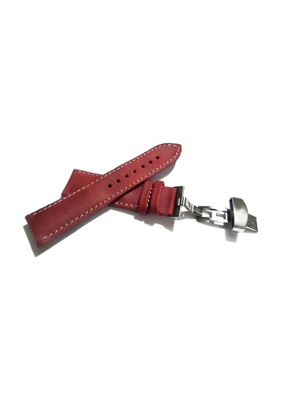 Fado Her Saate Uygun Kelebek Toka 22 Mm Hakiki Deri 228 Gumuş Toka Kırmızı Kırmızı