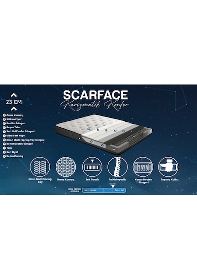 Niron Scarface 100x200 cm Tek Kişilik Full Ortopedik Sert Yatak
