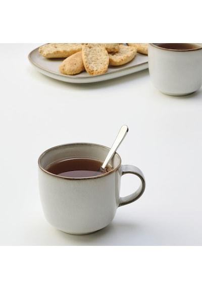 Ikea Gladelıg Seramik Kupa 8 Cm 370 Ml Krem - Gri 1 Parça Çok Renkli