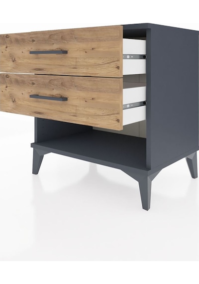Hyperion Komodin 2 Çekmeceli 60x44x64 Antrasit-çam Antrasit