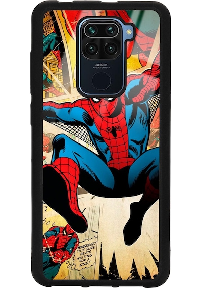 Xiaomi Redmi Note 9 Spider-man Örümcek Adam Tasarımlı Glossy Telefon Kılıfı Siyah