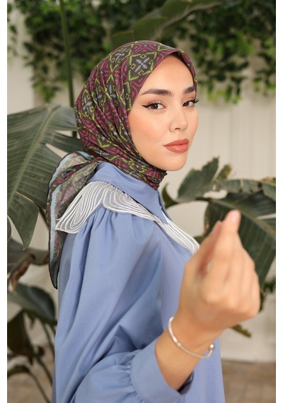 Silk Home Pusula Desen Soft Pamuk Eşarp Haki