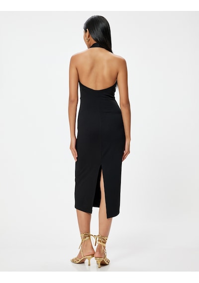 Koton Midi Halter Yaka Elbise Pencere Detaylı Deniz Kabuğu Detaylı Yırtmaçlı Siyah 4sak80037pk Koton Midi Halter Yaka Elbise Pencere Detaylı Deniz Kabuğu Detaylı Yırtmaçlı Siyah 4sak80037pk