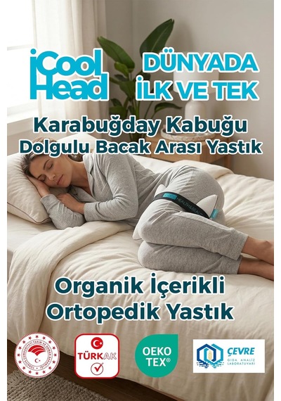 İcool Head Ortopedik Bacak Arası Ve Diz Arası Yastık Doğal Karabuğday Kabuğu Dolgulu, Nefes Alan Oeko Tex Sert Genel