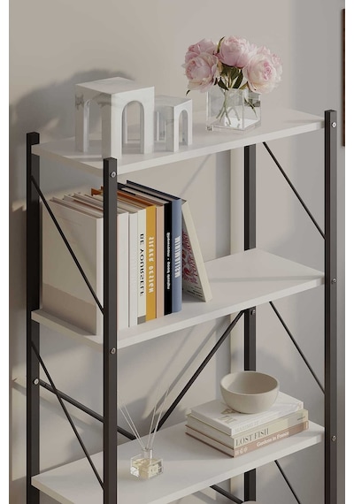 Dört Katli Çok Amaçli Rafli Kitaplik Syah Profil Beyaz Sunta 60x24x115 Cm Mtl017 Siyah-beyaz Dört Katli Çok Amaçli Rafli Kitaplik Syah Profil Beyaz Sunta 60x24x115 Cm Mtl017 Siyah-beyaz