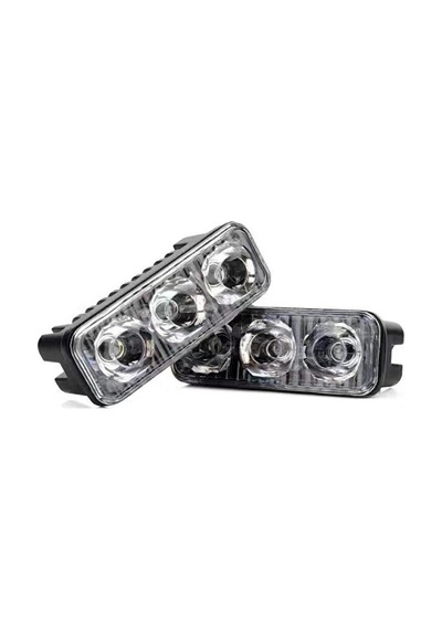 Araba Gündüz Ledi - 2x3 Power Ledli - 9w - 12v Led Yüksek Güç Gündüz Farları, Su Geçirmez