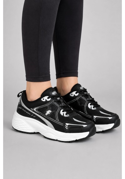 Ht Hotin Mirage Kadın Günlük Rahat Bağcıklı Suni Deri Sneaker Spor Ayakkabı - Siyah