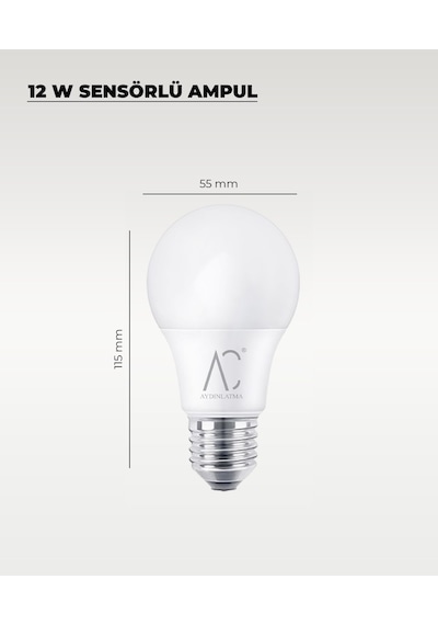 12w Sensörlü Led Ampul 6500k Beyaz Işık Hareket Algılayan Akıllı Ampul