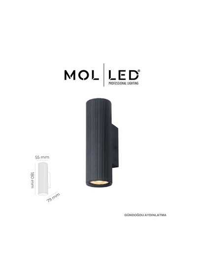 Molled Aura Serisi Siyah Çift Yönlü Dekoratif Gu10 Duylu Aplik - Mol8104
