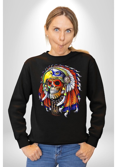 Kızıl Derili Kuru Kafa Düş Kapanı Unisex Siyah Sweatshirt Siyah