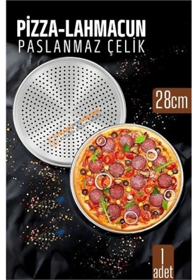 Paslanmaz Çelik Pizza-lahmacun Tepsisi Delikli Tasarım İle Mükemmel Pişirme 28 Cm 722227 Açık Bej