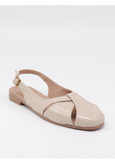 Nesilshoes Nesil Shoes Ceylan 873 Ten A. Açık Kadın Babet Ten Kırışık Rugan