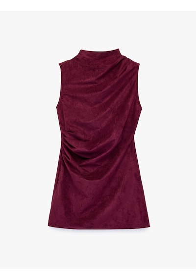 Koton Drapeli Dar Kesim Kolsuz Bodycon Dik Yaka Mini Elbise Mürdüm 7wak80046uk Mor Koton Drapeli Dar Kesim Kolsuz Bodycon Dik Yaka Mini Elbise Mürdüm 7wak80046uk Mor
