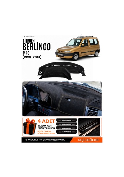 Cıtroen Berlingo M49 1996-2001 Uyumlu Torpido Örtüsü, Torpido Kılıfı - Siyah