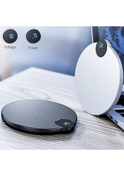 Baseus Dijital Led Ekran Kablosuz Wireless Şarj Cihazı Siyah