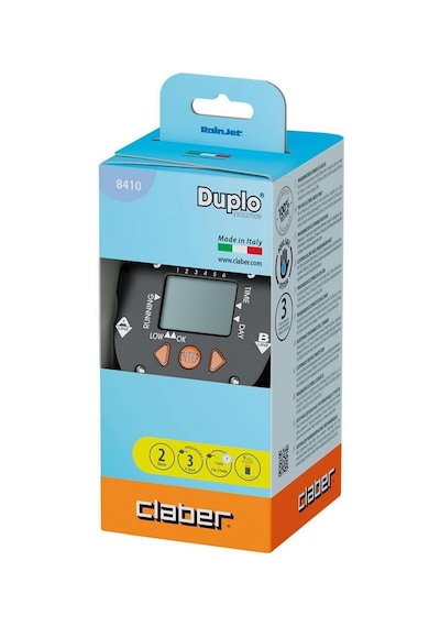 Claber 8410 Aquadue Duplo Evolution İki Çıkışlı Sulama Zamanlayıcı