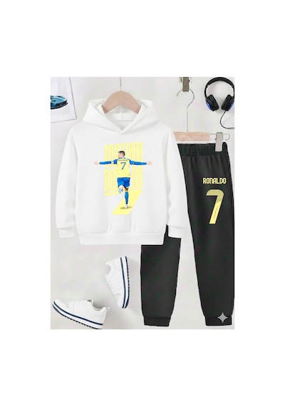 Stil X Ronaldo Baskılı Erkek Çocuk Eşofman Takımı, 3 İplik Şardonlu Kumaş Siyah-beyaz 5 Stil X Ronaldo Baskılı Erkek Çocuk Eşofman Takımı, 3 İplik Şardonlu Kumaş Siyah-beyaz 5