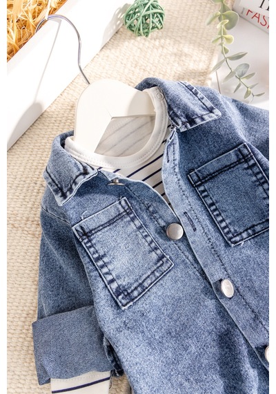 Denim 2'li Erkek Bebek Kot Tulum mavi
