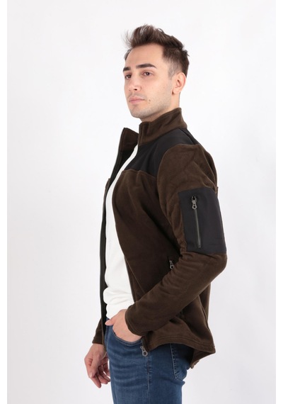 Cazador 5638 Erkek Polar Sweatshirt Hırka Haki