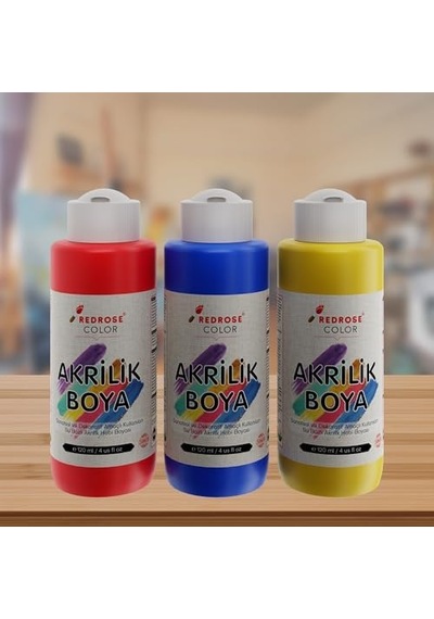 Kırmızı, Mavi, Sarı Akrilik Boya 3&apos Lü Set 3x120 Ml