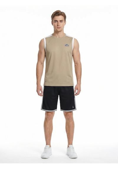 Orendahill Erkek Spor Şort Hızlı Kuruyan Esnek Regular Fit Gym Cepli Yan Çizgi Detaylı Activewear Siyah
