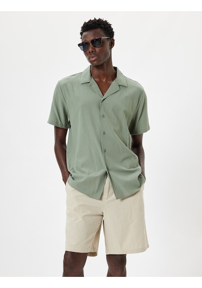 Koton Kumaş Şort Oversize Pileli Chino Düğmeli Cep Detaylı Bej 4sam40179hw Ekru