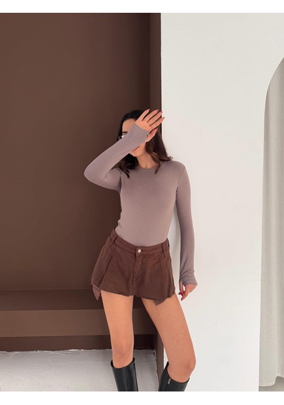Elaxi Kadın Bisiklet Yaka Uzun Kollu Parmak Geçme Detaylı Altı Çıtçıtlı Full Likralı Buzzy Body Vizon Elaxi Kadın Bisiklet Yaka Uzun Kollu Parmak Geçme Detaylı Altı Çıtçıtlı Full Likralı Buzzy Body Vizon