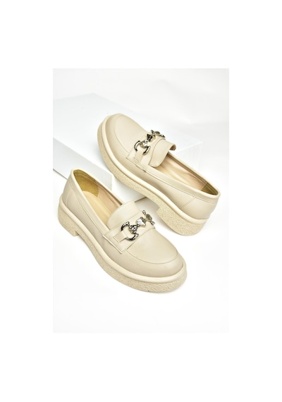 Fox Shoess996613009 Bej Kalın Tabanlı Makosen Ayakkabı Bej