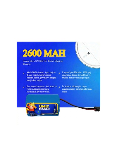 Sunny Hero Sn7rbt02 Robot Süpürge Bataryası 2600 Mah 14.4 V Batarya -  Uyumlu Uzun Ömürlü, Yüksek Performans Pil