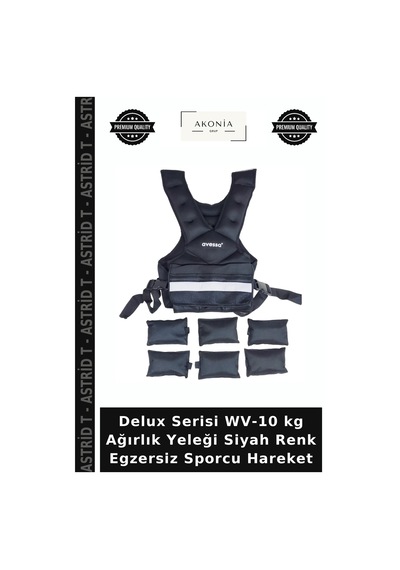 Delux Serisi Wv-10 Kg Ağırlık Yeleği Siyah Renk Egzersiz Sporcu Hareket Belirtilmemiş