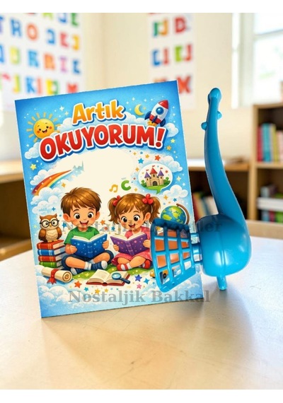 5 Set Yeni Okumayı Öğrenen Öğrencilere Hediye Artık Okuyorum Yazılı 1. Sınıf Hatırası Pipo Şeklinde Üflemeli Top Tebrik Kartı Hediyeli