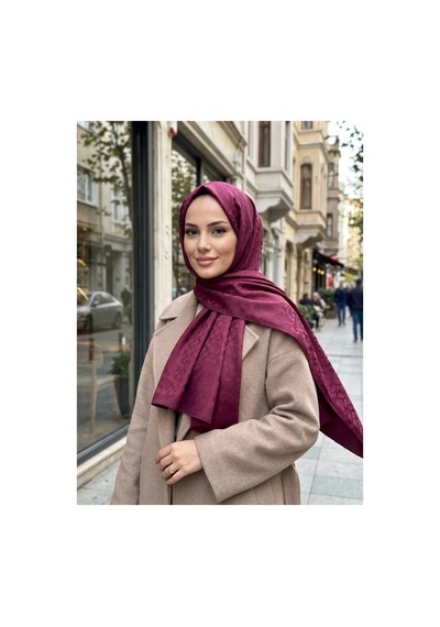 Nukra Jakarlı Pamuk Tesettür Şal Koza İpek Bordo 70 X 190 Cm
