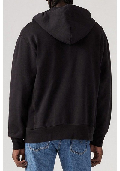 Levi's Kapüşon Yaka Siyah Erkek Relaxed Sweatshirt Fermuarlı Hırka - A9265-0000 Siyah
