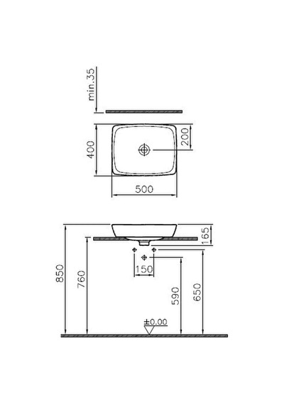 VitrA Metropole 5667b003-1083 Tezgah Altı Lavabo 47 CM