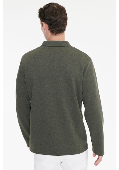 Ac&Co / Altınyıldız Classics Erkek Hakı Pamuklu Standart Fit Normal Kesim Polo Yaka Sweatshirt Haki