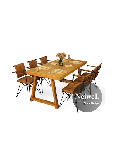 Neiwel Riza Doğal Ahşap Mutfak Ve Yemek Masası-70-120 Açık Ceviz
