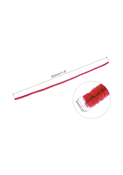 25'li Kırmızı Renkli Şönil, Eğitici Şönil Seti, Tüylü Tel, 30 Cm, Peluş Tel