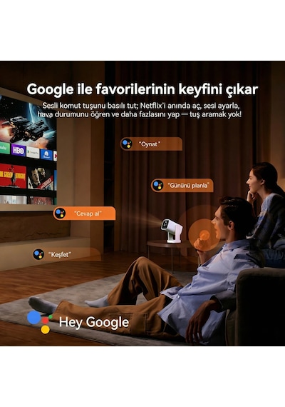 Wanbo Cube1 Projeksiyon Cihazı-Dahili Android TV 11.0 Widevine L1 sertifikalı & 8W Hoparlör - Beyaz