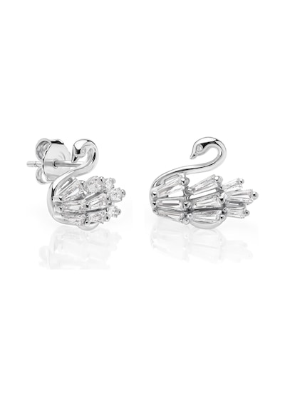 Servi 925 Ayar Gümüş Crystal Swan Küpe-29