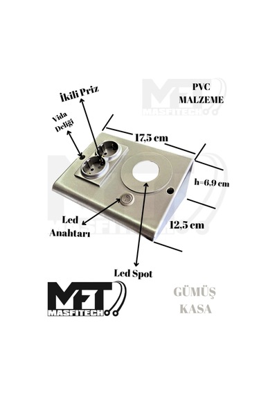 Masfitech Tezgah Altı Prizli Led Aydınlatma 3w 4000k Günışığı Gümüş