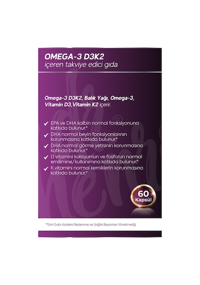 Dr. Henri Omega3 D3K2 EPA & DHA Takviye Edici Gıda 60 Kapsül
