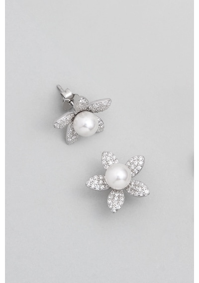 So Chic İnci Çiçeği 18 Ayar Beyaz Altın Kaplama Gümüş Seti 28306438