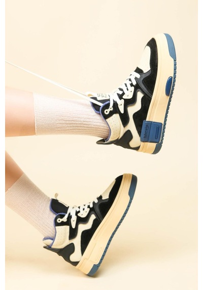 Guja Garnili Kalın Taban Sneakers Siyah-6015-siyah Siyah